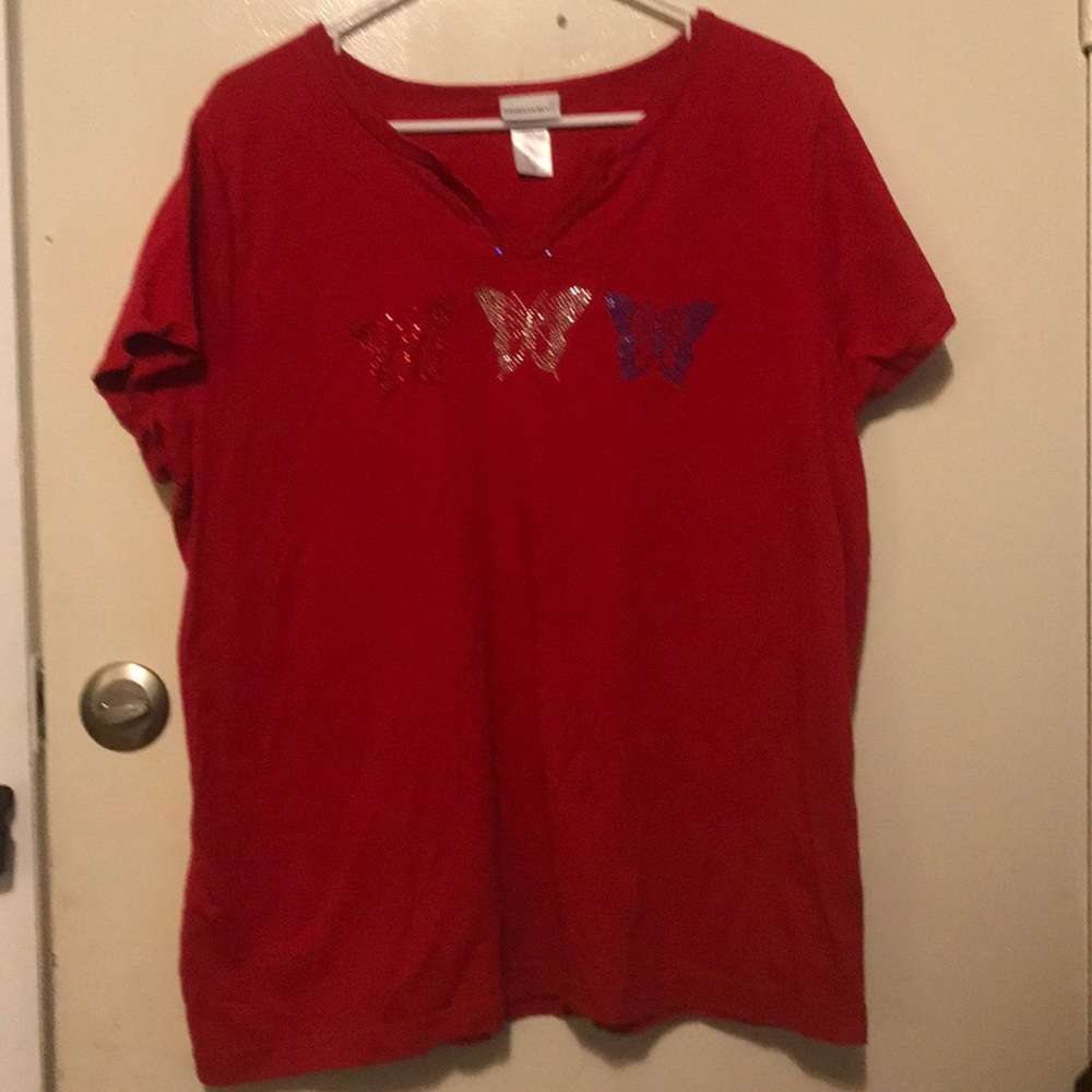 Red white and blue 4th of July butterfly tee shirt